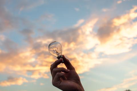 lightbulb against the sunset